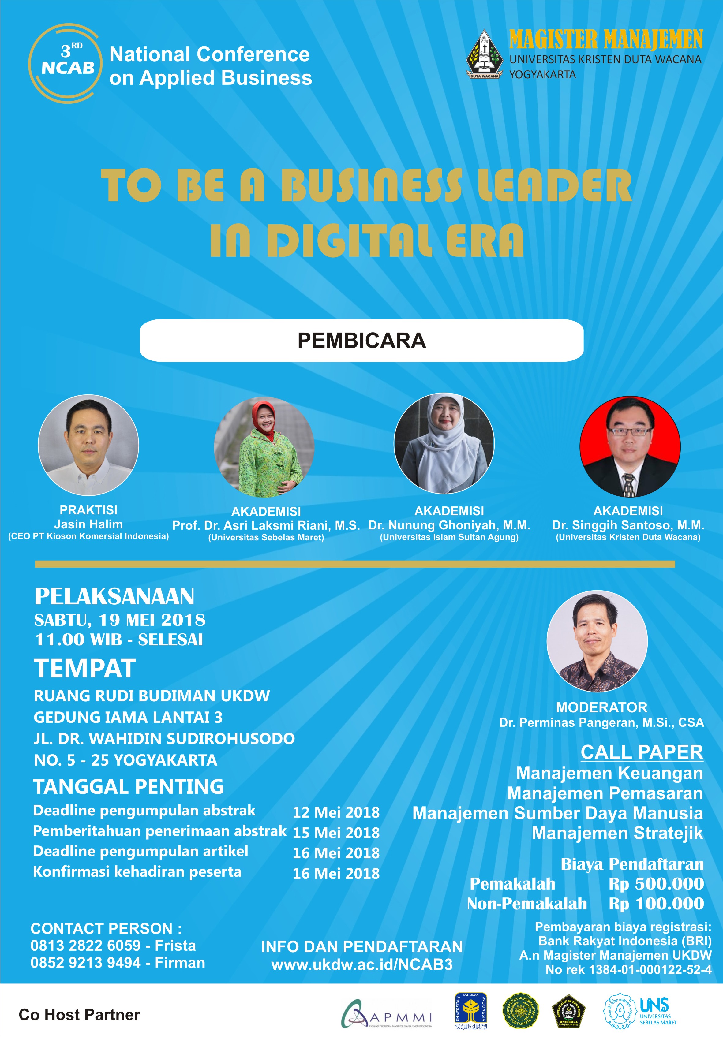 adalah Konferensi Nasional yang diinisiasi oleh program Magister Manajemen Universitas Muhammadiyah Yogyakarta UMY Universitas Islam Indonesia UII
